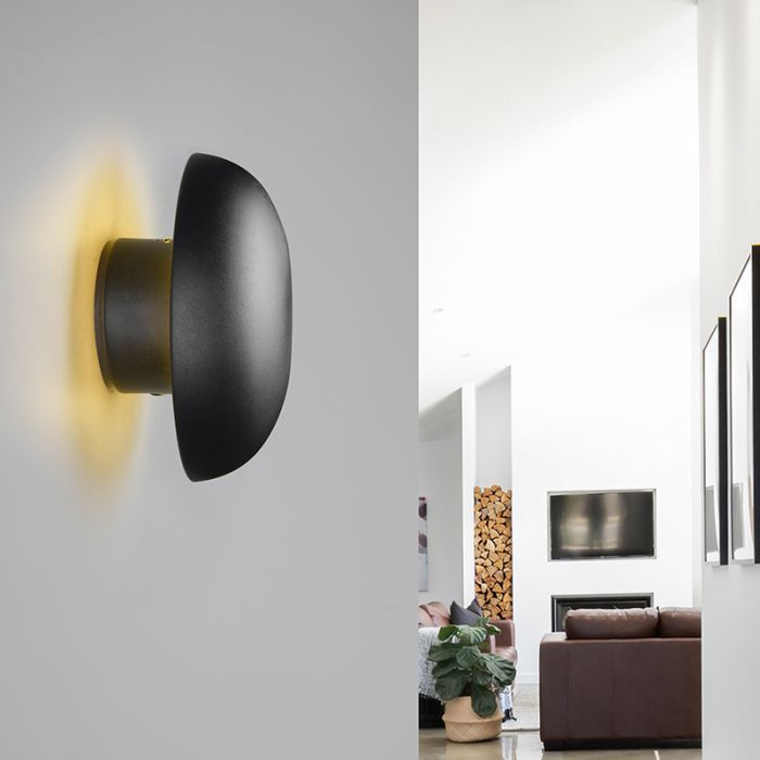 Schwarze aufladbare Wandleuchte Metall, Khaoula, 1,5W, 3000K LED, 3-stufig dimmbar