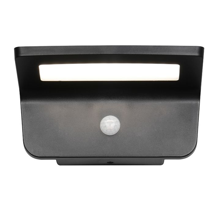 Schwarze Solar Außen Wandleuchte Modern, Mukaddes, 8W, 4000K LED, IP44