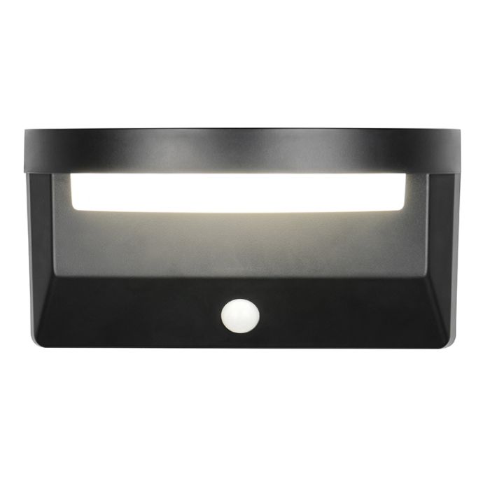 Schwarze Solar Außen Wandleuchte Modern, Neelam, 8W, 4000K LED, IP44