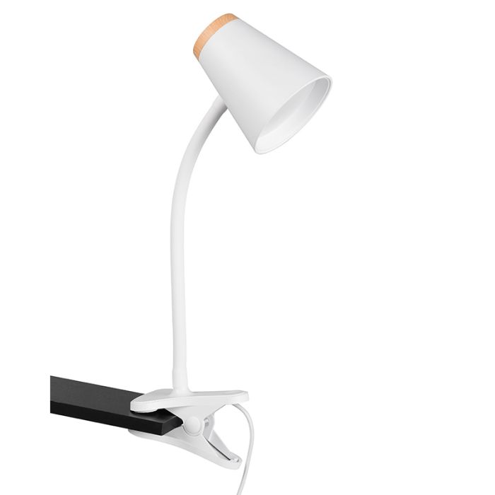 Weiße Klemmleuchte Modern, Rahul, 4,5W, 3000K LED, mit Schalter