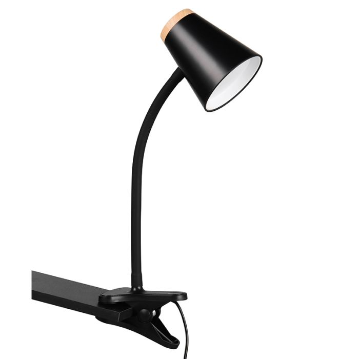 Schwarze Klemmleuchte Modern, Rahul, 4,5W, 3000K LED, mit Schalter