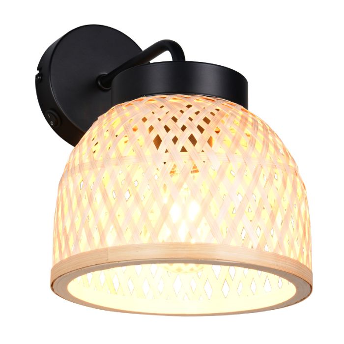 Rattan Wandleuchte Braun, Laut, mit Schalter