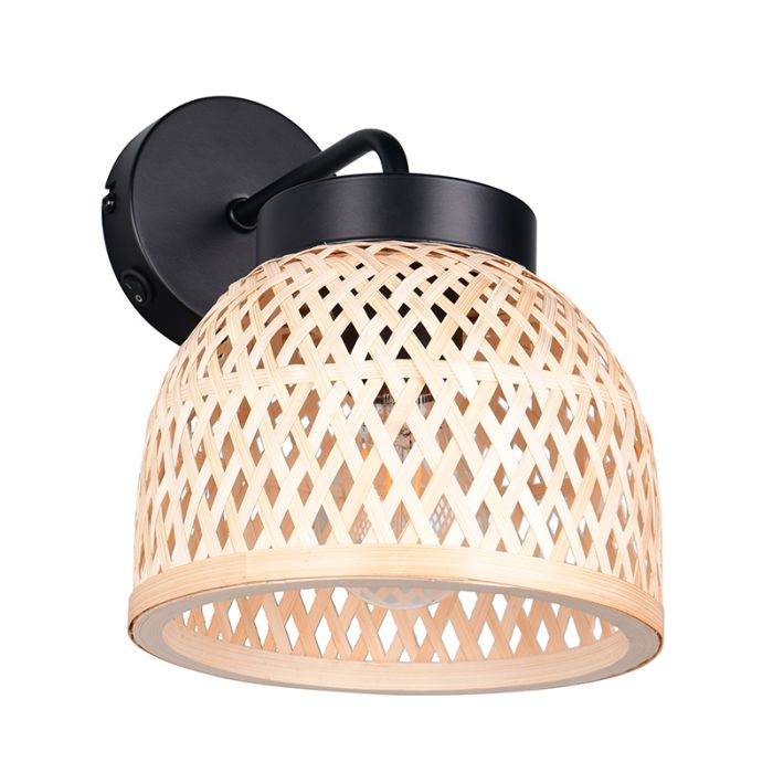 Rattan Wandleuchte Braun, Laut, mit Schalter