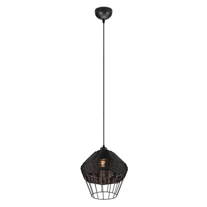 Rattan Pendelleuchte Schwarz, Mirne