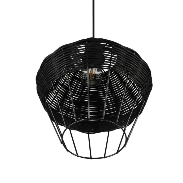 Rattan Pendelleuchte Schwarz, Mirne