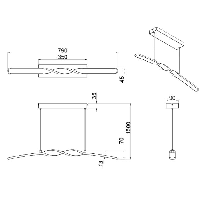 Schwarze Pendelleuchte Design, Quirinus, 18W, 4000K LED