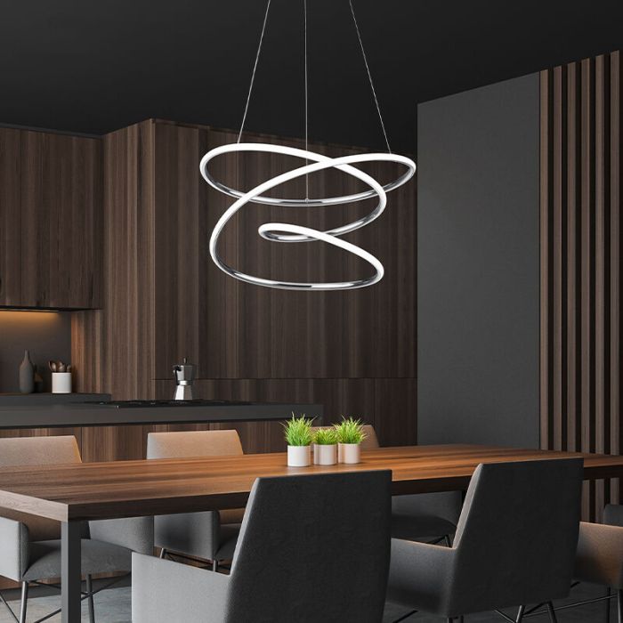 Chrom Pendelleuchte Design, Marell, 36W, 4000K LED, 3-stufig dimmbar