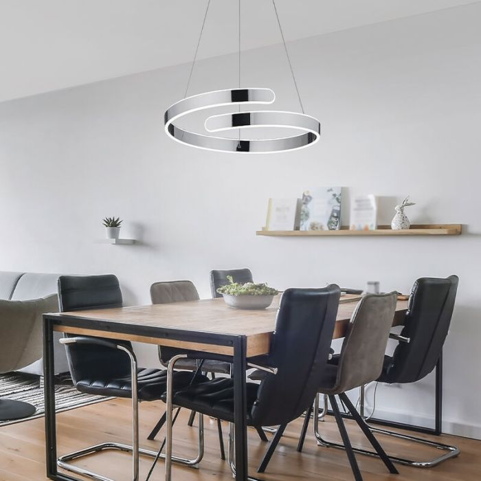 Chrom Pendelleuchte Design, Resy, 37W, 4000K LED, 3-stufig dimmbar