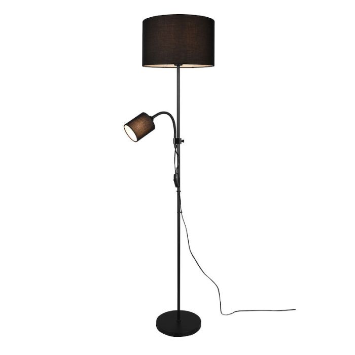 Schwarze Leselampe Stehlampe Modern, Edina, mit Schalter