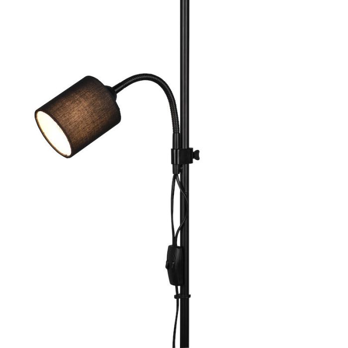Schwarze Leselampe Stehlampe Modern, Edina, mit Schalter