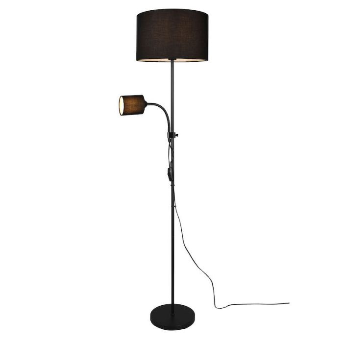 Schwarze Leselampe Stehlampe Modern, Edina, mit Schalter