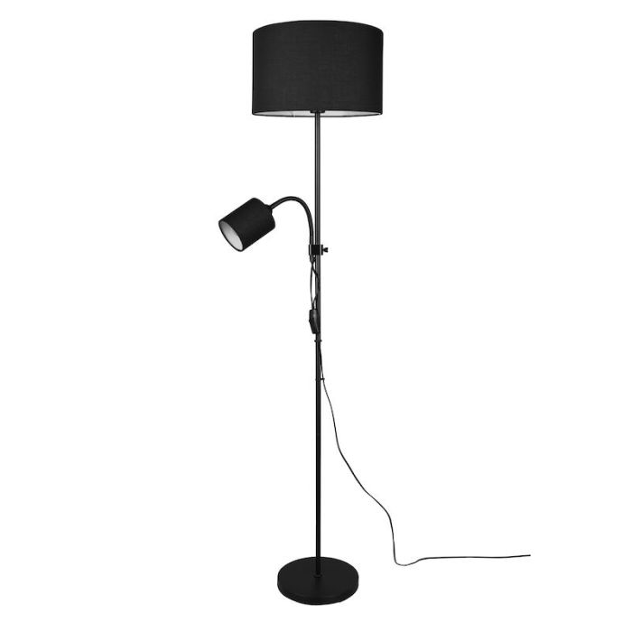Schwarze Leselampe Stehlampe Modern, Edina, mit Schalter