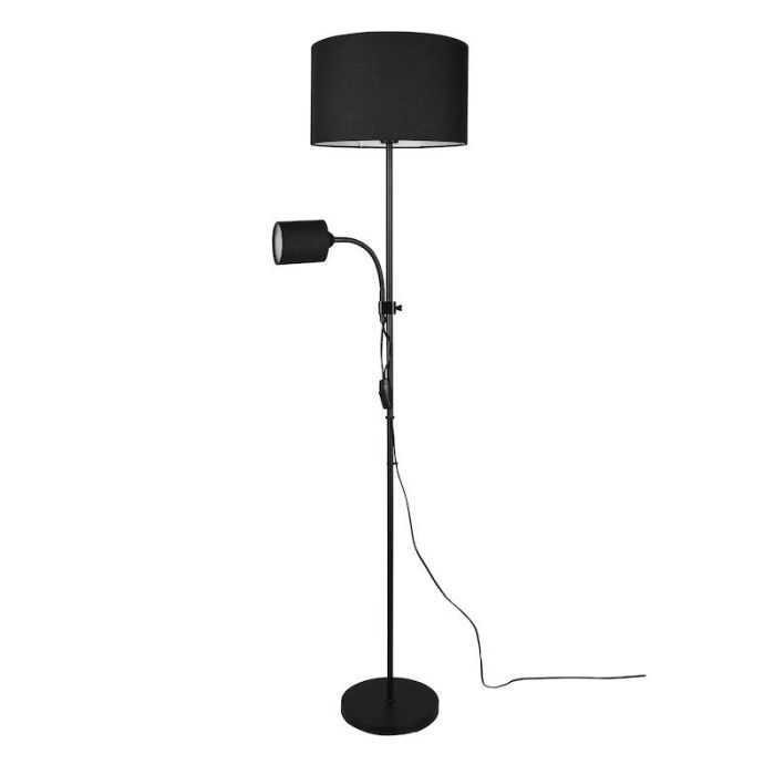 Schwarze Leselampe Stehlampe Modern, Edina, mit Schalter
