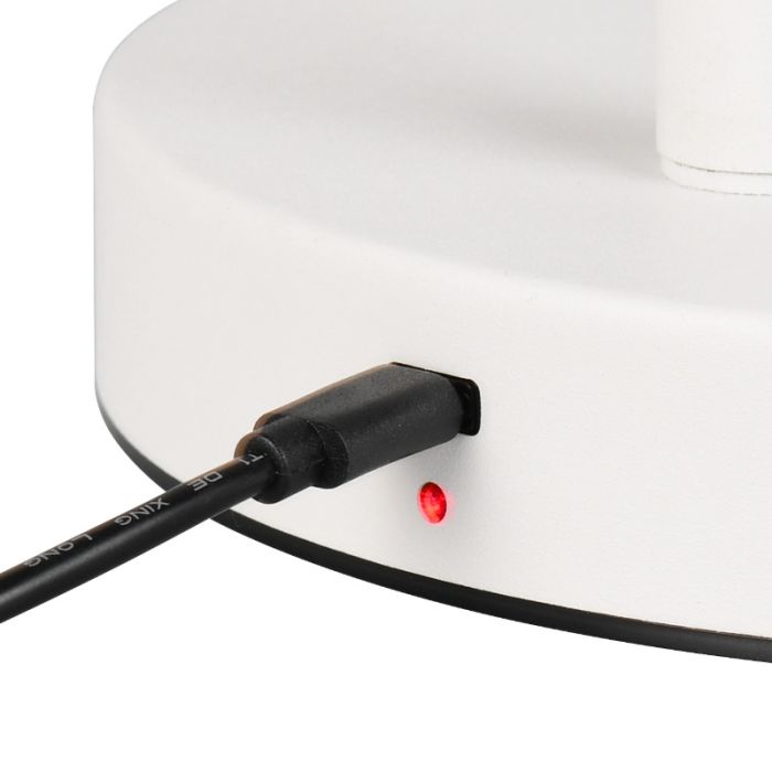 Weiße aufladbare Stehlampe Metall, Suraya, 4,5W, 3000K LED, 3-stufig dimmbar