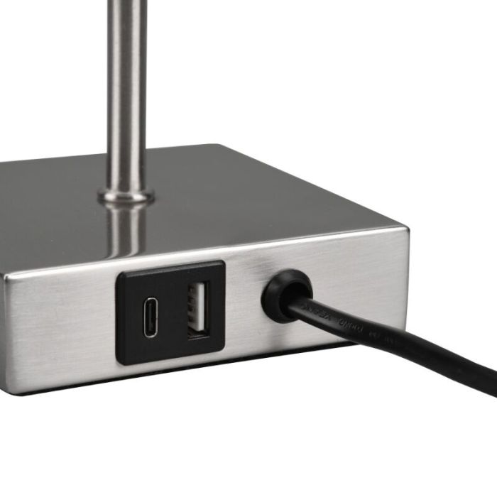 Nickel Tischleuchte Modern, Selma, mit Zugschalter