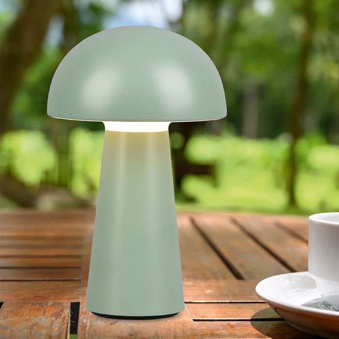Grüne Außen Tischleuchte Modern, Rachelle, 2W, 3000K LED, IP44, 3-stufig dimmbar
