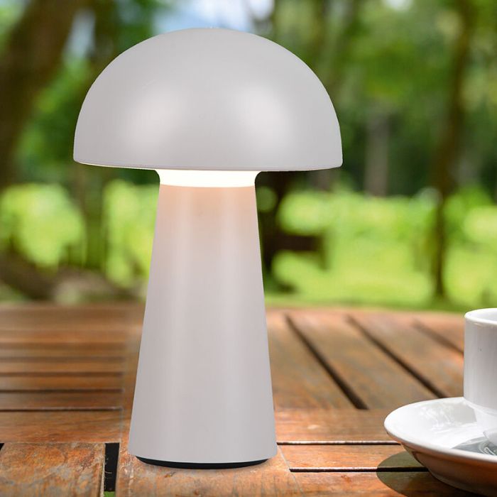 Graue Außen Tischleuchte Modern, Rachelle, 2W, 3000K LED, IP44, 3-stufig dimmbar