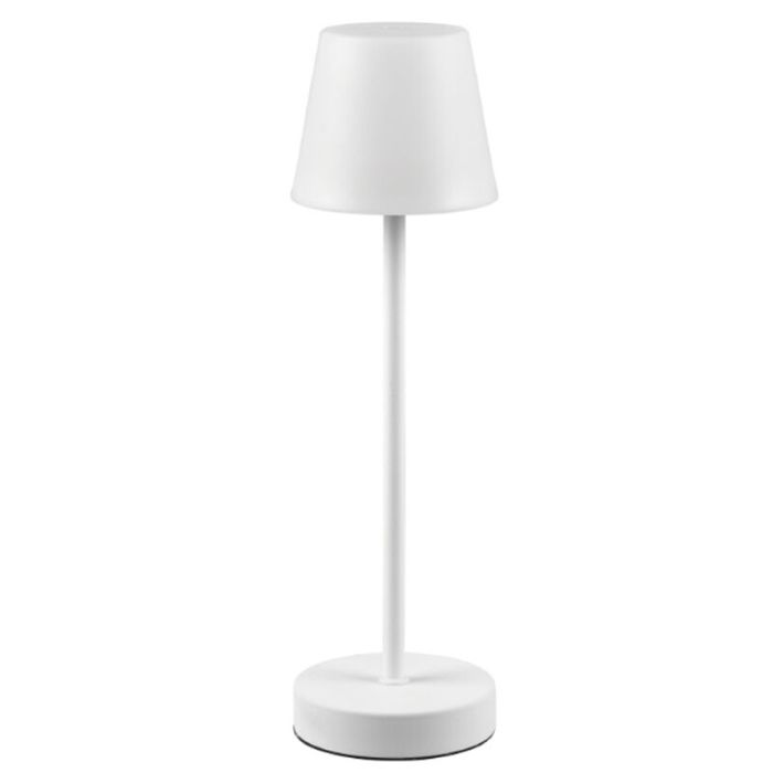 Weiße aufladbare Tischlampe Kunststoff, Suman, 2W, warm- bis kaltweiß einstellbare LED, IP44, mit Touch-Dimmer
