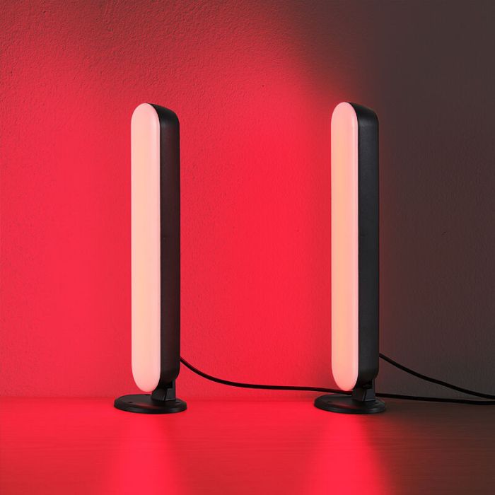 2 schwarze Tischleuchten Modern, Umit, 3W, RGB LED, mit Fernbedienung