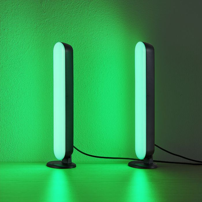 2 schwarze Tischleuchten Modern, Umit, 3W, RGB LED, mit Fernbedienung