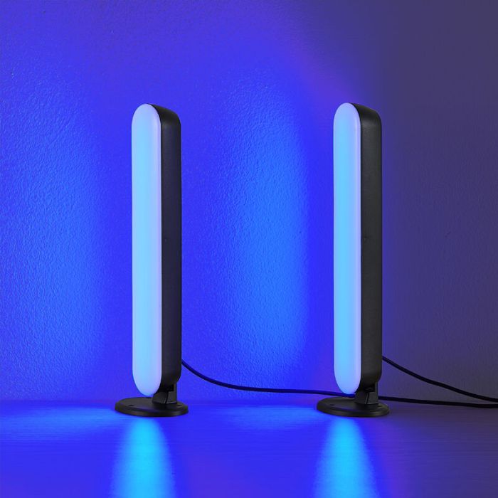 2 schwarze Tischleuchten Modern, Umit, 3W, RGB LED, mit Fernbedienung