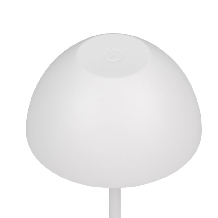 Weiße aufladbare Tischlampe Kunststoff, Mikhail, 2W, 3000K LED, IP44, mit Touch-Dimmer