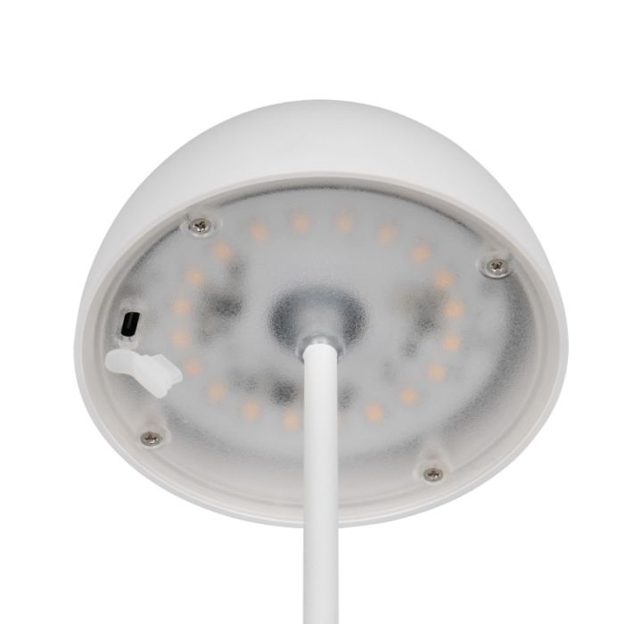 Weiße aufladbare Tischlampe Kunststoff, Mikhail, 2W, 3000K LED, IP44, mit Touch-Dimmer