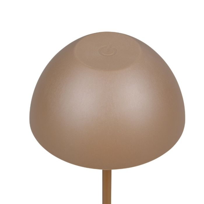 Braune aufladbare Tischlampe Kunststoff, Mikhail, 2W, 3000K LED, IP44, mit Touch-Dimmer