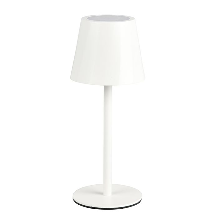 Weiße aufladbare Tischlampe Metall, Priya, 1,6W, warm- bis kaltweiß einstellbare LED, 3-stufig dimmbar