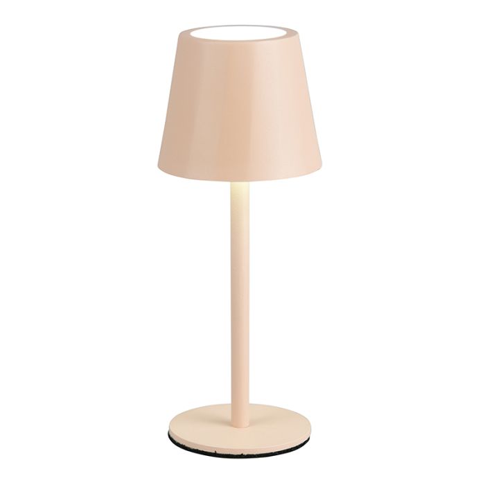 Braune aufladbare Tischlampe Metall, Priya, 1,6W, warm- bis kaltweiß einstellbare LED, 3-stufig dimmbar