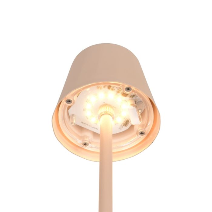 Braune aufladbare Tischlampe Metall, Priya, 1,6W, warm- bis kaltweiß einstellbare LED, 3-stufig dimmbar