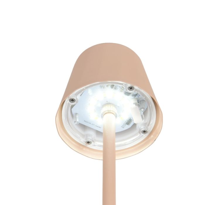 Braune aufladbare Tischlampe Metall, Priya, 1,6W, warm- bis kaltweiß einstellbare LED, 3-stufig dimmbar