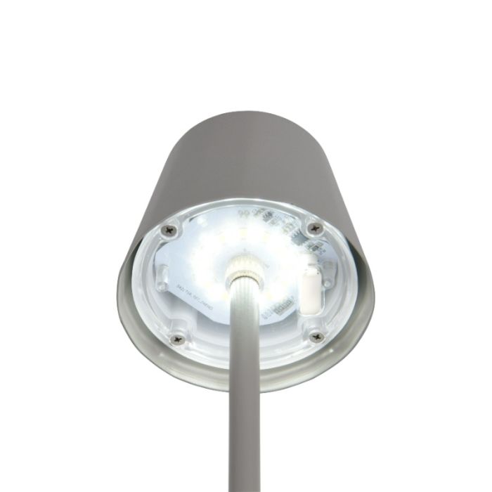 Graue aufladbare Tischlampe Metall, Priya, 1,6W, warm- bis kaltweiß einstellbare LED, 3-stufig dimmbar