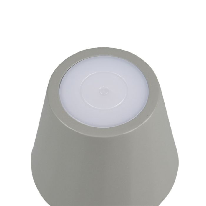 Graue aufladbare Tischlampe Metall, Priya, 1,6W, warm- bis kaltweiß einstellbare LED, 3-stufig dimmbar