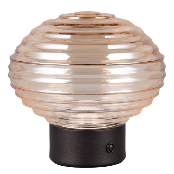 Schwarze aufladbare Tischlampe Retro, Walid, 2W, 3000K LED, mit Touch-Dimmer