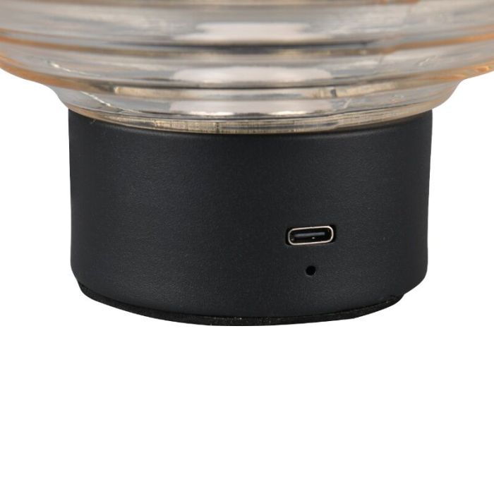 Schwarze aufladbare Tischlampe Retro, Walid, 2W, 3000K LED, mit Touch-Dimmer