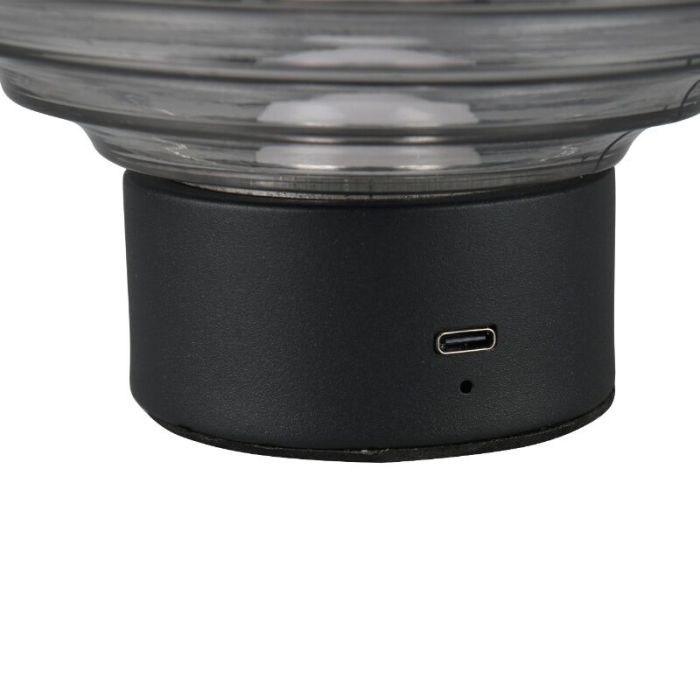Schwarze aufladbare Tischlampe Retro, Walid, 2W, 3000K LED, mit Touch-Dimmer