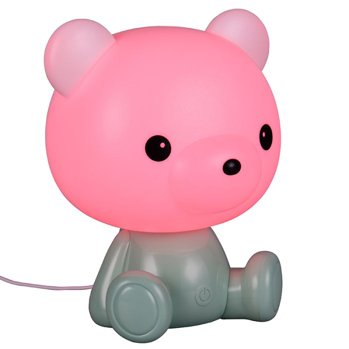 Grüne Kinderzimmer Tischleuchte Kunststoff, Lumibear, 0,3W, RGB LED, mit Schalter