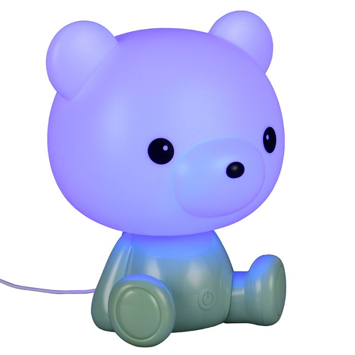 Grüne Kinderzimmer Tischleuchte Kunststoff, Lumibear, 0,3W, RGB LED, mit Schalter