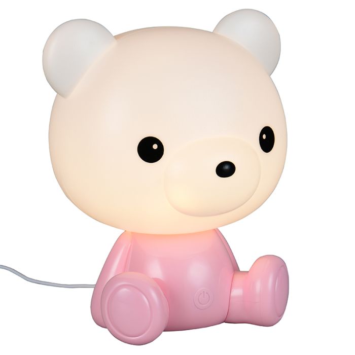 Rosa Kinderzimmer Tischleuchte Kunststoff, Lumibear, 0,3W, RGB LED, mit Schalter