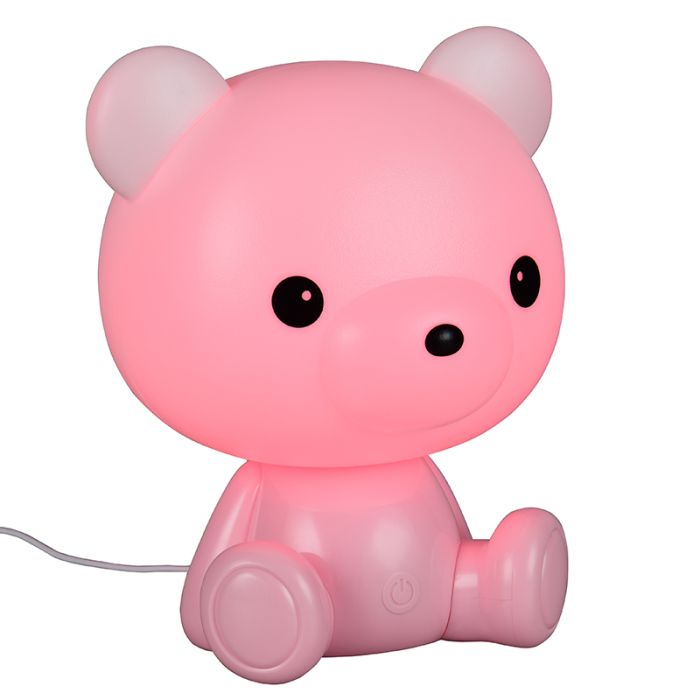 Rosa Kinderzimmer Tischleuchte Kunststoff, Lumibear, 0,3W, RGB LED, mit Schalter