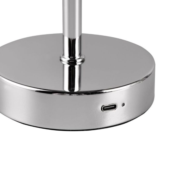 Chrom aufladbare Tischlampe Modern, Dustin, 1W, 3000K LED, mit Touch-Dimmer