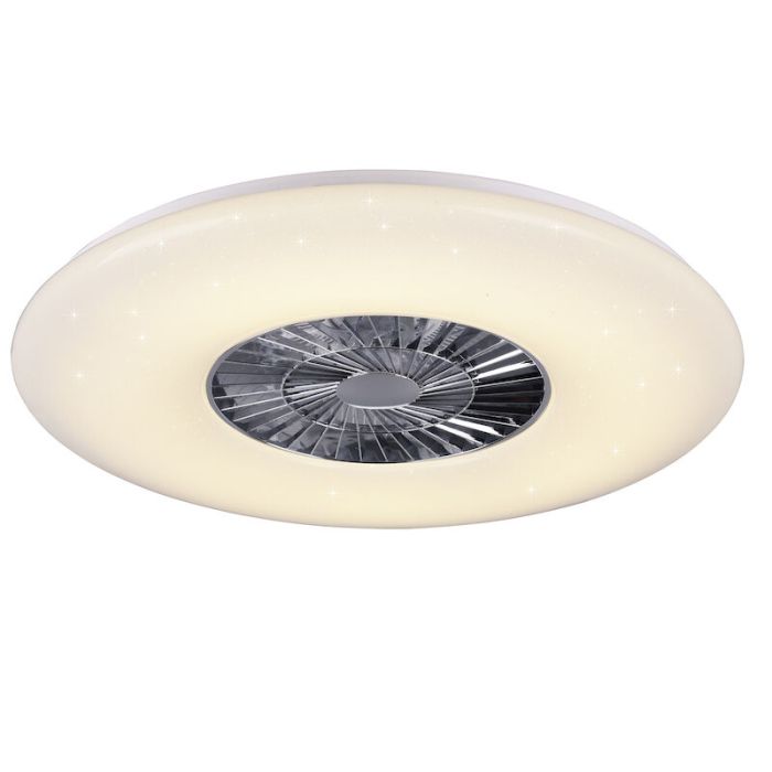 Chrom Deckenventilator Modern, Damia, 60W, warm- bis kaltweiß einstellbare LED, mit Fernbedienung