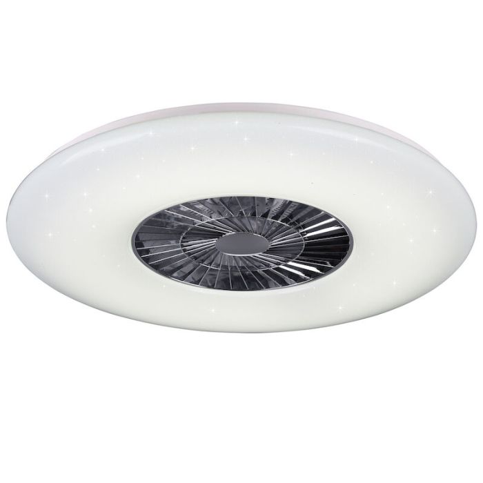 Chrom Deckenventilator Modern, Damia, 60W, warm- bis kaltweiß einstellbare LED, mit Fernbedienung