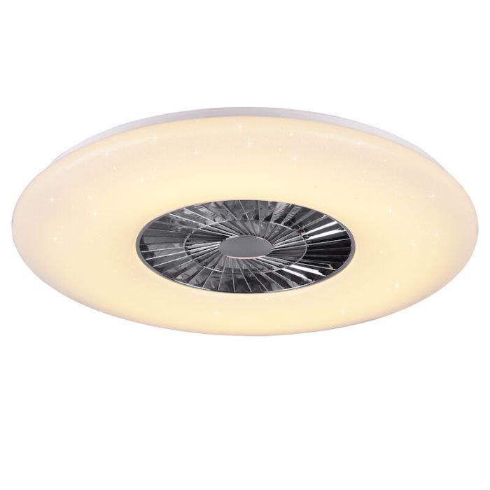 Chrom Deckenventilator Modern, Damia, 60W, warm- bis kaltweiß einstellbare LED, mit Fernbedienung