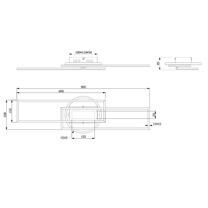 Schwarze Deckenlampe Modern, Jadon, 30W, warm- bis kaltweiß einstellbare LED