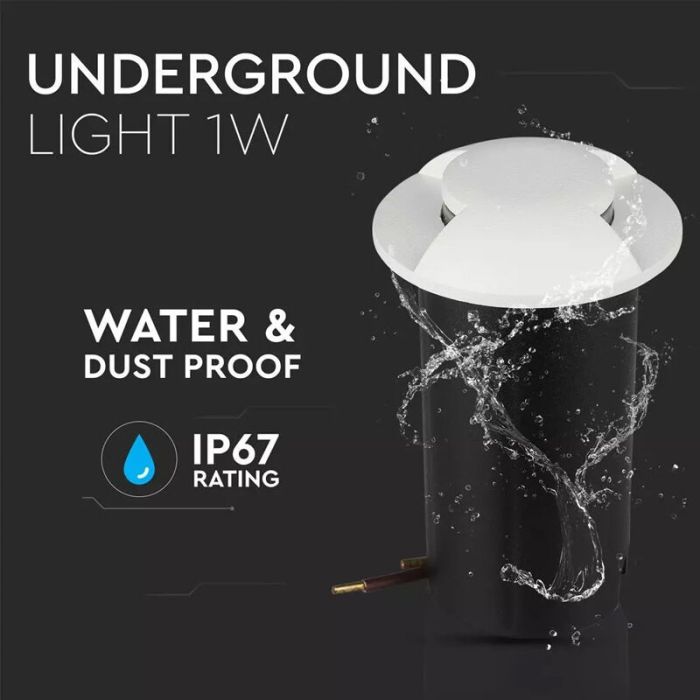Moderne Bodeneinbaustrahler außen Weiß, Marcus, 1W, 6500K LED, IP67