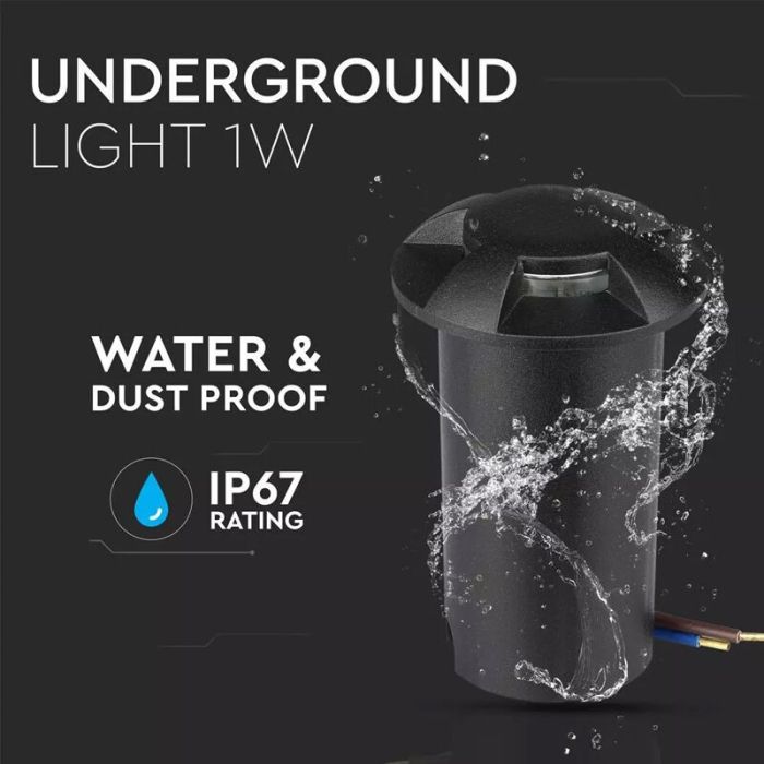 Moderne Bodeneinbaustrahler außen Schwarz, Marcus, 1W, 6500K LED, IP67