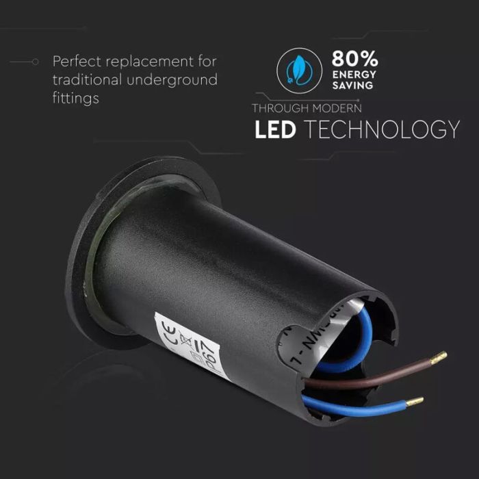 Moderne Bodeneinbaustrahler außen Schwarz, Marcus, 1W, 6500K LED, IP67