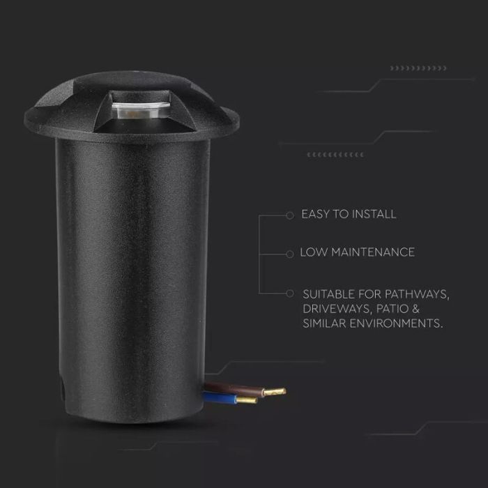 Moderne Bodeneinbaustrahler außen Schwarz, Marcus, 1W, 6500K LED, IP67